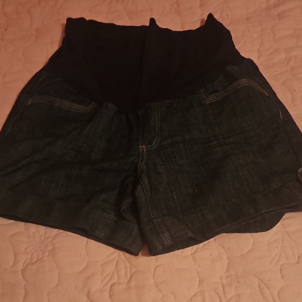 Women's Black Maternity Denim Shorts